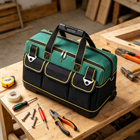 Sac à outils à poignée télescopique - Mallette de rangement portable multi-poches pour matériel, fermeture éclair, couleurs noir/rouge, style porté épaule