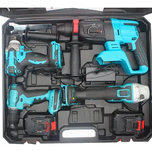 OEM OBM ODM Cheap Electric Cordless Drill Hammer Wrench Angle Grinder 4 in 1 Multi-tools Boxs Brushless Lithium Tool Sets