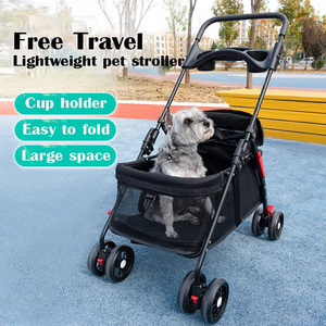 Vente en gros de poussettes pliantes pour animaux de compagnie pour petits chiens poussettes légères pour chiens à 4 roues landau pour chien poussette pour animaux de compagnie transporteur de voyage - Product Image 4
