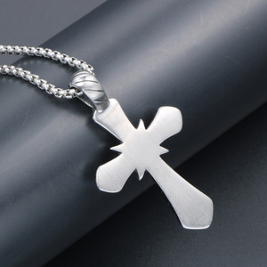 Stainless Steel <b>Cross</b> Pendant Necklace Geometric Design Men's Jewelry Gift SP735 - Product Image 4