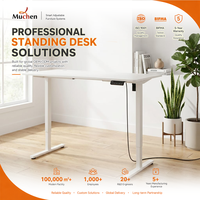 Bureau debout réglable OEM blanc avec structure en fer et bois, capacité de charge de 70 kg, fixation murale