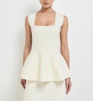 Ensemble haut et jupe peplum blancs pour femme, élégant et formel, idéal pour le bureau, les fêtes et les mariages (ODM/OEM en gros)