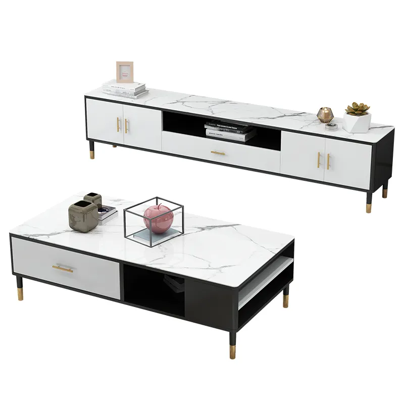 Luxus design marmor felsen tabelle top wohnzimmer möbel set TV schrank