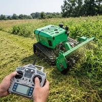 Tondeuse à fléaux industrielle télécommandée pour bricolage, débroussailleuse hybride diesel/à batterie 4 temps haute performance, zéro déplacement