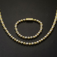 Chaîne tennis en zircon rond de 4 mm, collier hip-hop en cuivre incrusté d'étoile hexagramme de 6 mm, bracelet, chaîne de cheville, bijoux de mode unisexe, vente en gros