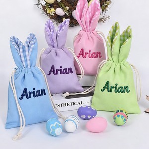Bolsa de Almacenamiento con Cordón y Orejas de Conejo de Pascua Bordadas Personalizadas, Organizador Interior de Gran Capacidad, Envío Directo Disponible - Product Image 1