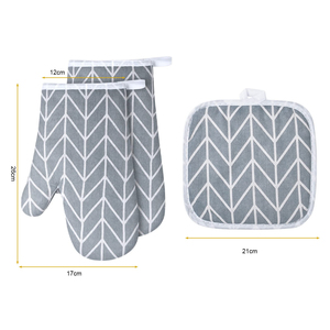 Wholesale Geometry Pattern Linen Oven Mitts Heat Resistant Kitchen Cooking Gloves Microwave BBQ Pot Holder Kitchen Oven Gloves - Product Image 3