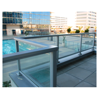 Système de garde-corps en verre résistant à la rouille et aux intempéries Prima PR Commercial pour escalier extérieur moderne, en alliage d'aluminium avec profilé en U