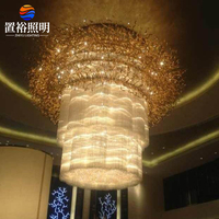 Fournisseur professionnel de lustres en cristal contemporains à LED personnalisables, alimentés par courant alternatif, pour l'éclairage de plafond d'hôtel/villa