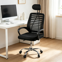 Chaise de bureau moderne à hauteur réglable, chaise pivotante pour ordinateur avec dossier en maille et appui-tête réglable