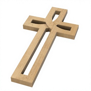 Sculpture murale en bois en forme de croix, décoration religieuse pour la maison, salon, baptême, design Art Déco, lavable, emballage en une seule pièce - Product Image 2