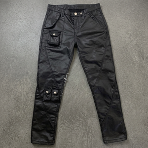 Pantalon en toile droit pour homme, design personnalisé, 6 poches, couleur noire, streetwear tendance, prix bas, forte demande - Product Image 3