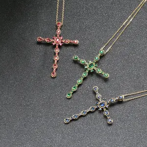 Hot Selling Zirkonia Kreuz Anhänger Halsketten für Frauen Kreuz Damen Anhänger Mann