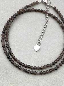 Collar de Obsidiana Facetada, Joyería Delicada con Piedras Preciosas, Cuentas Microfacetadas, Collar de Cristal, Joyería Minimalista, Collar con Piedras Preciosas Pequeñas - Product Image 3