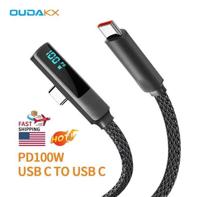 NEW Trending Product Braided 1.2M PD 100W Digital Display LED Cable 27W 5A Fast Charging 480Mbps Data Transfer USB Cables Type C