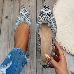 Scarpe basse per balletto da donna all'ingrosso nuovo tessuto elasticizzato superiore in Mesh autunno scarpe da <span class=keywords><strong>barca</strong></span> intrecciate in maglia ecologica - Product Image 3