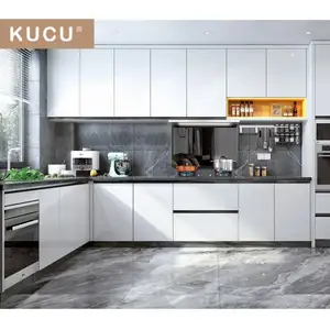 KUCU ชุดตู้เฟอร์นิเจอร์ห้องครัว,ชุดประกอบสีขาวดีไซน์ทันสมัย