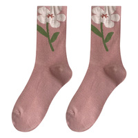 Chaussettes mi-mollet pour femmes en jacquard floral 3D, respirantes, douces, style décontracté, pour l'été