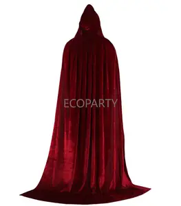 Hot Adult Halloween Samt Umhang Cape Hooded Mittelalter liches Kostüm Hexe Wicca Halloween Kostüm Kleid Mäntel Öko party