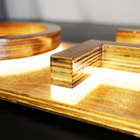 Lettre lumineuse en acier inoxydable 3D pour extérieur, en bois, rétroéclairée, avec logo imprimé UV, étanche IP65