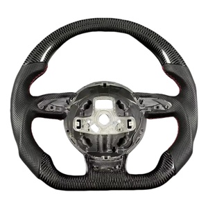 Volant personnalisé pour Audi A3 A4 A5 A6 <span class=keywords><strong>A7</strong></span> Q3 Q5 Q7 B8 <span class=keywords><strong>R3</strong></span> Volant perforé Volant à fond plat Fibre de carbone - Product Image 3