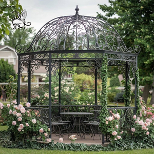 BLVE - Gazebo de Metal de Lujo de Estilo Europeo para Jardín Exterior, Gazebo de Hierro Forjado Blanco con Domo - Product Image 5