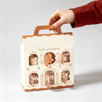 Caja de Regalo Creativa para Dulces de Navidad y Bodas con Diseño de Copo de Nieve, Empaque Cuadrado de Papel Kraft, Venta al por Mayor, 12 Piezas