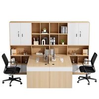 BGZ-218X Bureau de direction avec armoire haute, poste de travail comptable double face, table minimaliste moderne et chaise de personnel – Combinaison complète