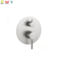 Robinet de douche encastré en acier inoxydable 304, robinet de douche mural rond, kit de finition pour mélangeur de bain, diviseur
