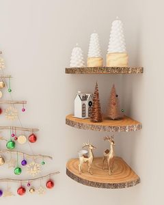 Caoxian Huashen Étagère d'<span class=keywords><strong>angle</strong></span> en bois (un ensemble de 2) Cadre mural d'<span class=keywords><strong>angle</strong></span> Copeaux de bois de style décoratif Support d'<span class=keywords><strong>angle</strong></span> flottant - Product Image 4