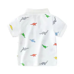 Camiseta de polo para bebês, camiseta de polo para meninos com estampa de dinossauro