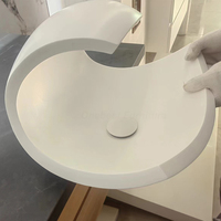 Lavabo en forme de C, utilisé pour les soins médicaux, lavabo de salle de bain, plateau de vanité en pierre de marbre, lavabo en ciment