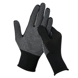 Gant en coton noir à pois avec matériaux en polyester, gant de travail réutilisable à pois en PVC pour travaux industriels - Product Image 1