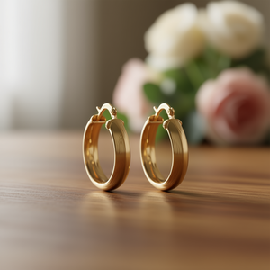 Orecchini a Cerchio Dorati in Lega di Zinco Placcata Oro 18K, Stile Classico, Gioielli Unisex alla Moda - Product Image 2