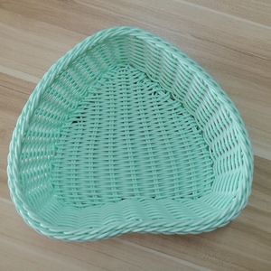 Panier en rotin synthétique rose tressé, forme polygonale, petit plateau de rangement, boîte à bonbons écologique, organisateur de bureau pour collations et fruits - Product Image 5