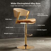 Tabouret de bar pivotant réglable moderne, chaise de comptoir rembourrée en PU avec dossier creux pour îlot de cuisine, réception, bar, hôtel