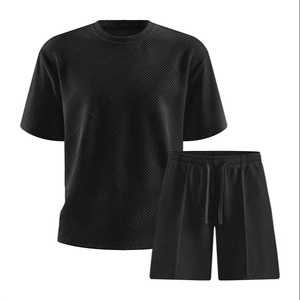 Ensemble de vêtements pour hommes, short uni, t-shirt à manches courtes à col rond, short, pantalon, ensemble pour un usage quotidien, ensemble de fitness pour hommes - Product Image 1