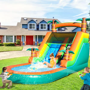 Tobogán Acuático Inflable de PVC de Grado Comercial de 21x9x12 Pies, <span class=keywords><strong>Casa</strong></span> de Brinco Inflable, Tobogán Tropical <span class=keywords><strong>con</strong></span> <span class=keywords><strong>Piscina</strong></span> de Chapoteo y Soplador - Product Image 1