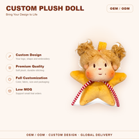 Coussin en forme d'étoile personnalisé en peluche, avec tresses blondes dorées et canne en sucre, vente en gros