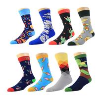 Vente en gros de chaussettes personnalisées avec logo, chaussettes de haute qualité en coton colorées et amusantes de créateur pour hommes
