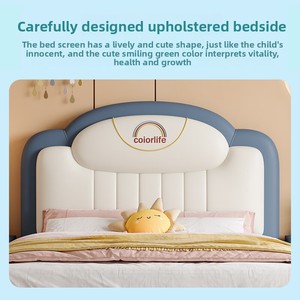 High-end Queen Size Toddler Bed Modern <strong>Design</strong> Wooden Kids' <strong>Crib</strong> with Storage Durable Loft NAPPA Upholstery - Product Image 2