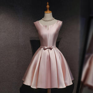 Robe courte rose de demoiselle d'honneur, nouveau style été 2026, robe de sœur, robe de soirée pour demoiselle d'honneur, mini-robe d'hôtesse - Product Image 4