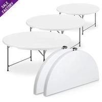 Table de banquet pliante rectangulaire en plastique blanc de 8 pieds, économique et peu encombrante, idéale pour les pique-niques et le camping