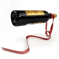 Porte-bouteille de vin en suspension avec ruban en fer, design moderne et créatif, 1 bouteille, support d'équilibre par gravité pour meubles de maison