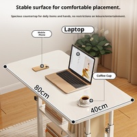 Bureau d'ordinateur en bois convertible à hauteur réglable Table d'ordinateur portable mobile Étagère de rangement à roulettes à 360 degrés pour la maison de petit espace