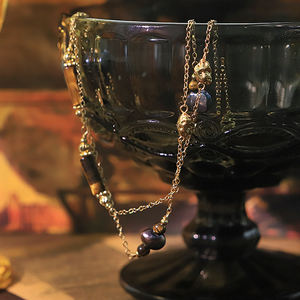 Perla teñida natural Bloque de cobre Ojo de tigre Suéter Cadena Diseño ajustable Collar hecho a mano Joyería de mujer GN0826A - Product Image 3