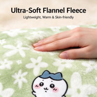 Couverture en flanelle polaire à motif de fleurs vertes mignonnes de style dessin animé, couverture douce pour canapé, lit, cadeau pour filles