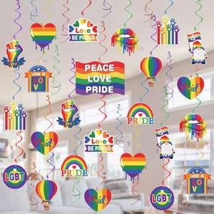 ของตกแต่งปาร์ตี้สีรุ้งเกย์ LGBT รูปทรงวนเป็นรูปแบบแห่งความรัก ของตกแต่งแขวนแสดงความภาคภูมิใจ - Product Image 1