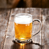 Gobelet à jus carré de grande capacité 380 ml - Verre à bière transparent épaissi avec poignée pour bar et usage domestique