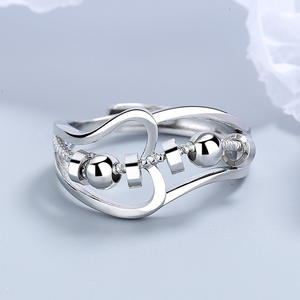 Relief Spinning Bead <b>Ring</b> for Women Hypoallergenic Alloy Vintage Rotating <b>Fidget</b> Jewelry for Daily Stacking - Product Image 4